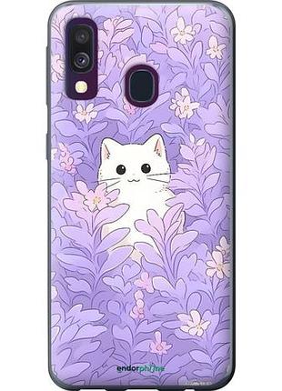 Чехол на samsung galaxy a40 2019 a405f котик в цветах самсунг а40 2019 а405ф