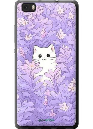 Чохол на huawei ascend p8 lite котик у квітах