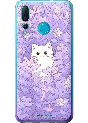 Чехол на huawei nova 4 котик в цветах хуавей нова 4