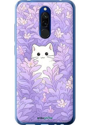 Чехол на xiaomi redmi 8 котик в цветах сяоми редми 8