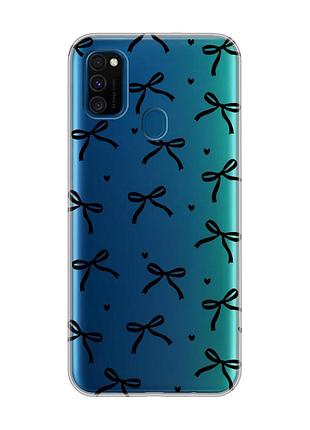 Прозрачный чехол на samsung galaxy m30s/m21 бантики (принт 405)