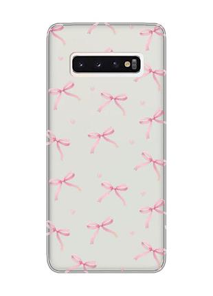Прозрачный чехол на samsung galaxy s10 бантики (принт 404)