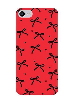 Матовий червоний чохол на iphone 7 / 8 бантики (принт 405)