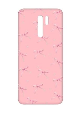 Матовий рожевий чохол на xiaomi redmi 9 бантики (принт 404)
