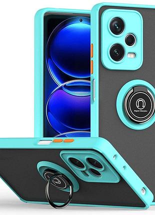Чехол fiji colorframe для xiaomi poco x5 5g матовый бампер с кольцом подставкой turquoise