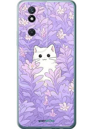 Чехол на huawei honor play 50 plus котик в цветах хуавей хонор плей 50 плюс