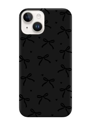 Матовий чорний чохол на apple iphone 14 бантики (принт 405)