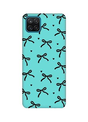 Матовый бирюзовый чехол для samsung galaxy a12 бантики (принт 405)