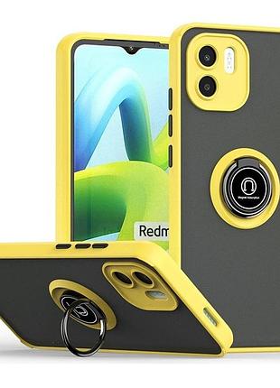 Чохол fiji colorframe для xiaomi redmi a2 матовий бампер з кільцем підставкою yellow