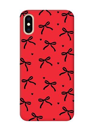 Матовий червоний чохол на iphone xs max бантики (принт 405)