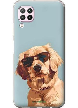 Чехол на huawei p40 lite пес в очках хуавей п40 лайт
