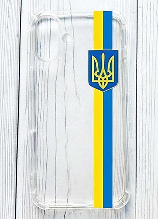Чехол с утолщёнными углами на iphone 16 plus лента украина (принт 253)