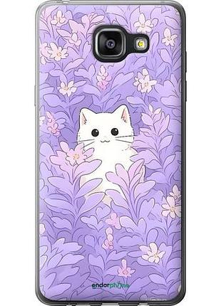 Чехол на samsung galaxy a5 (2016) a510f котик в цветах самсунг а5 (2016) а510ф