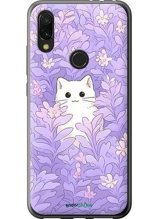 Чехол на xiaomi redmi 7 котик в цветах сяоми редми 7