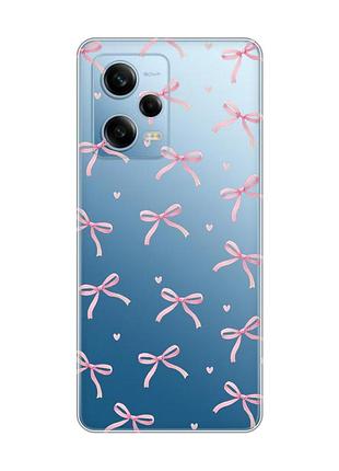 Прозорий чохол на xiaomi redmi note 12 5g бантики (принт 404)