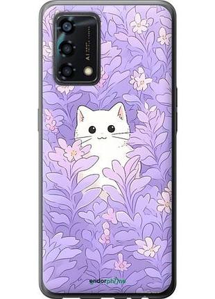Чехол на oppo a95 котик в цветах
