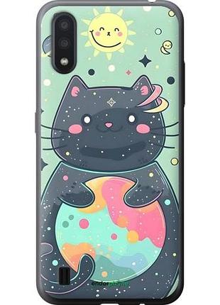 Чехол на samsung galaxy a01 a015f милый котик самсунг а01 а015ф