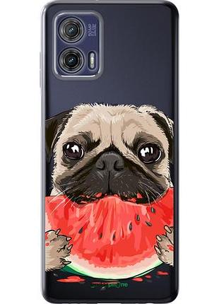 Чехол на motorola g73 мопс и арбуз "4665u-3196-10746"