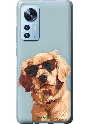 Чехол на xiaomi 12 пес в очках сяоми 12