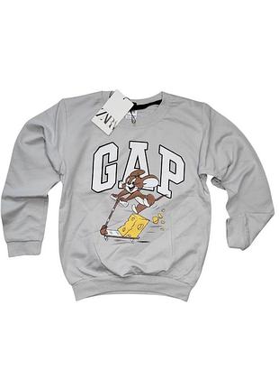 Кофта для мальчика zara длинный рукав принт gap том и джерри 92 серый
