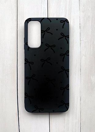 Матовий чорний чохол на samsung galaxy a05s (a057) бантики (принт 405)