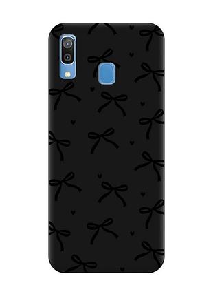 Матовый черный чехол на samsung galaxy a30 (2019)/a20 (2019) бантики (принт 405)