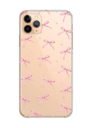 Прозрачный чехол на iphone 11 pro max (6,5) бантики (принт 404)