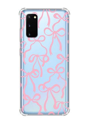 Чехол с утолщёнными углами для samsung galaxy s20 plus бантики (принт 406)