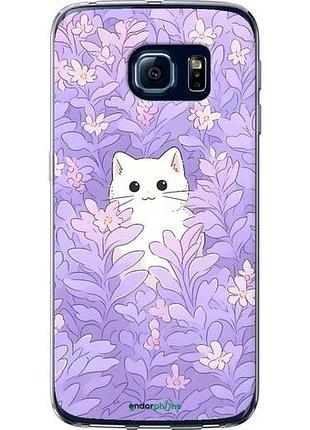 Чехол на samsung galaxy s6 edge g925f котик в цветах самсунг с6 эдж г925ф
