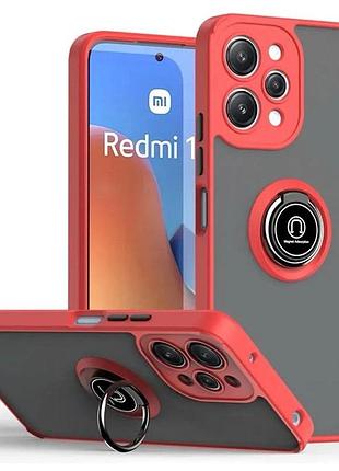 Чехол fiji colorframe для xiaomi redmi 12 5g матовый бампер с кольцом подставкой red