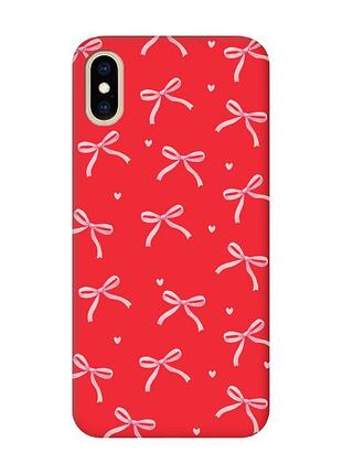 Матовый красный чехол на iphone xs max бантики (принт 404)