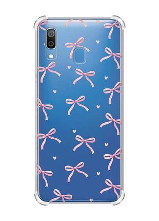 Чехол с утолщёнными углами на samsung galaxy a30 (2019) / a20 (2019) бантики (принт 404)