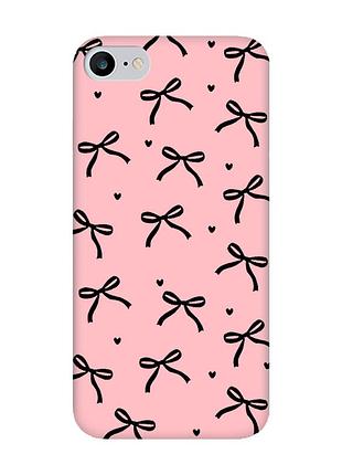 Матовый розовый чехол на iphone 7 / 8 бантики (принт 405)