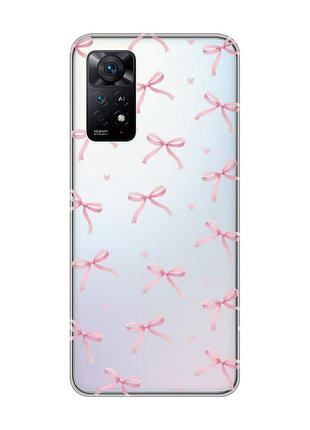 Прозрачный чехол на xiaomi redmi note 11 pro бантики (принт 404)