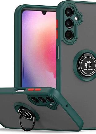 Чохол fiji colorframe для samsung galaxy m14 (m146) матовий бампер з кільцем підставкою green