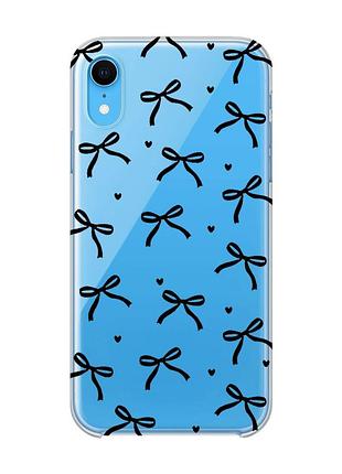 Прозрачный чехол на iphone xr бантики (принт 405)