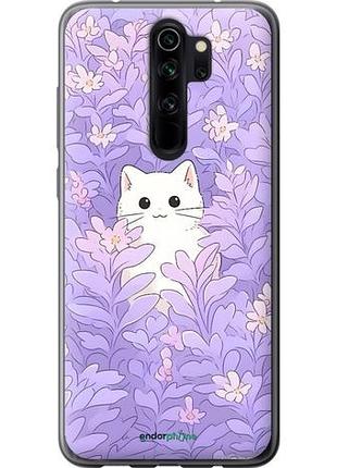 Чехол на xiaomi redmi note 8 pro котик в цветах сяоми редми ноут 8 про