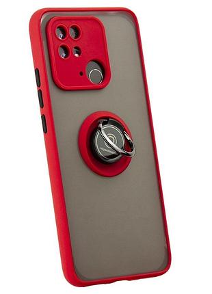 Чохол fiji colorframe для xiaomi redmi 10c матовий бампер з кільцем підставкою red