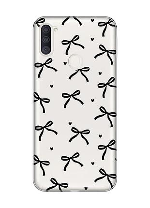 Прозрачный чехол на samsung galaxy a11 бантики (принт 405)