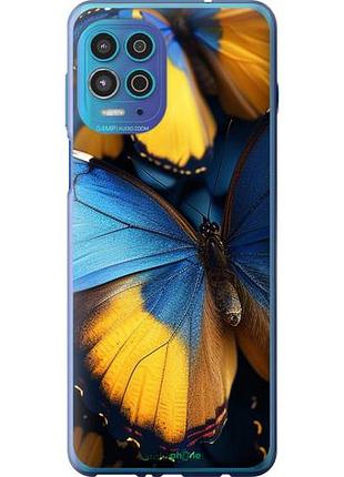 Чехол на motorola edge s желто-голубые бабочки "6046u-2860-10746"