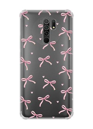 Чехол с утолщёнными углами на xiaomi redmi 9 бантики (принт 404)