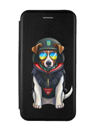 Чехол-книжка черный с рисунком на xiaomi redmi 13 пёс патрон (принт 4)