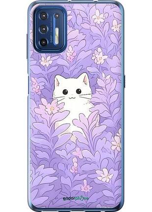 Чохол на motorola g9 plus котик у квітах