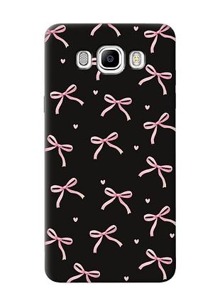 Матовий чорний чохол на samsung galaxy j7(2016) j710 бантики (принт 404)
