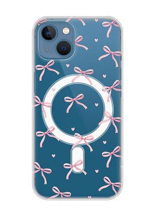 Магнитный чехол на iphone 13 (6.1) с поддержкой magsafe бантики (принт 404)