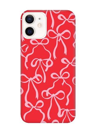 Матовий червоний чохол на apple iphone 12 / 12 pro (6.1) бантики (принт 406)