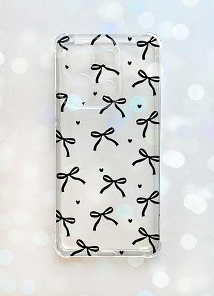 Чехол с утолщёнными углами на xiaomi redmi note 13 4g бантики (принт 405)