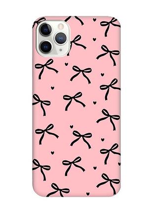 Матовый розовый чехол на iphone 11 pro (5.8) бантики (принт 405)