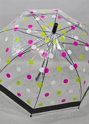 Прозрачный детский зонтик в горешек от фирмы "rain proof"
