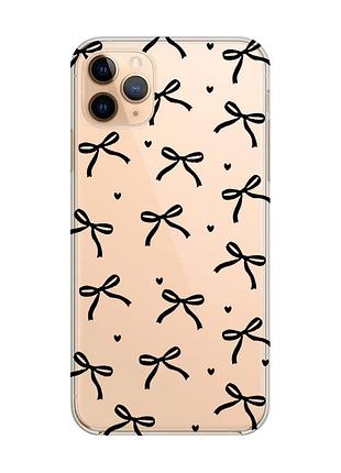 Прозорий чохол на iphone 11 pro max бантики (принт 405)